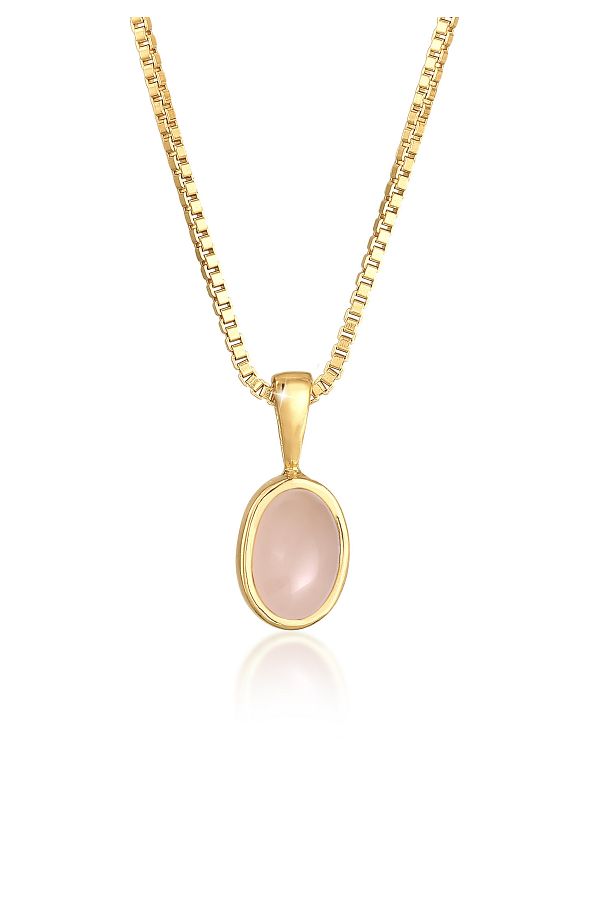 ELLI-Halskette für Damen – Edelstein, Basic Timeless, rosa Quarz, 925er Sterlingsilber 1