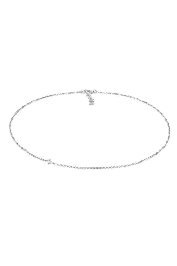 ELLI-Halskette Choker Erbskette Zirkonia Solitär Zart 925 Silber 1
