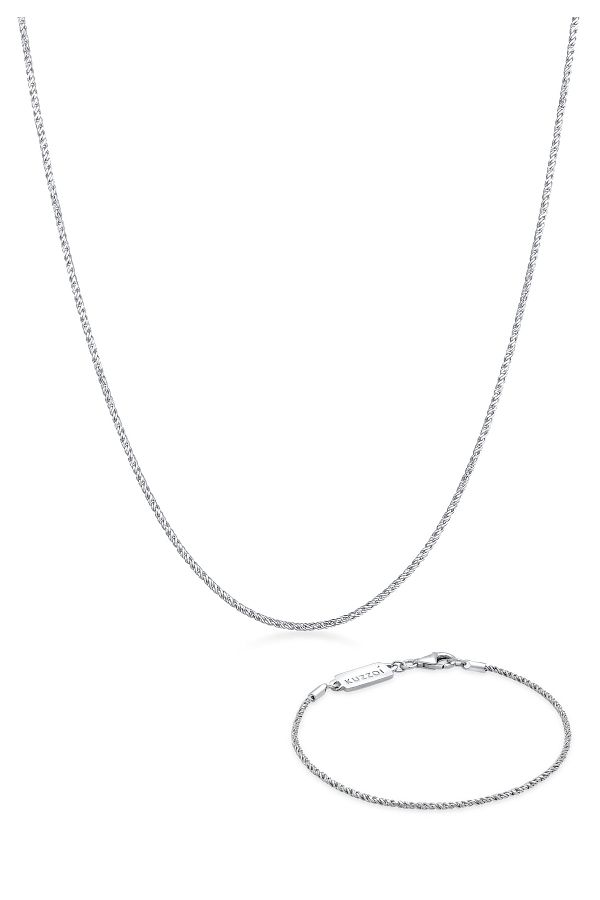 KUZZOI-Schmuckset Kette Kol Bandı Kordel Basic 925 Gümüş 1