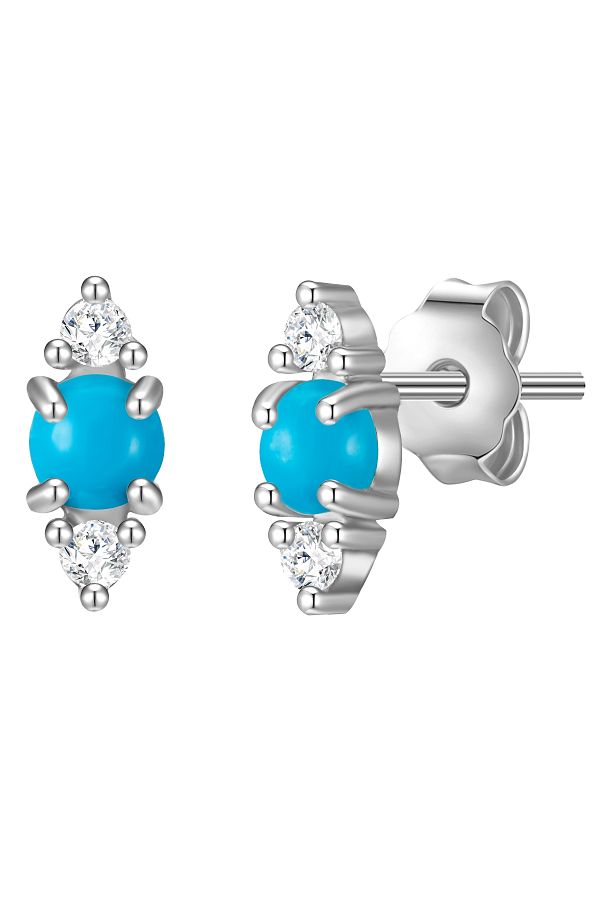 Glanzstücke München-Silberohrstecker Ohrstecker Sterling Silber Türkis (rek.) Zirkonia weiß 1