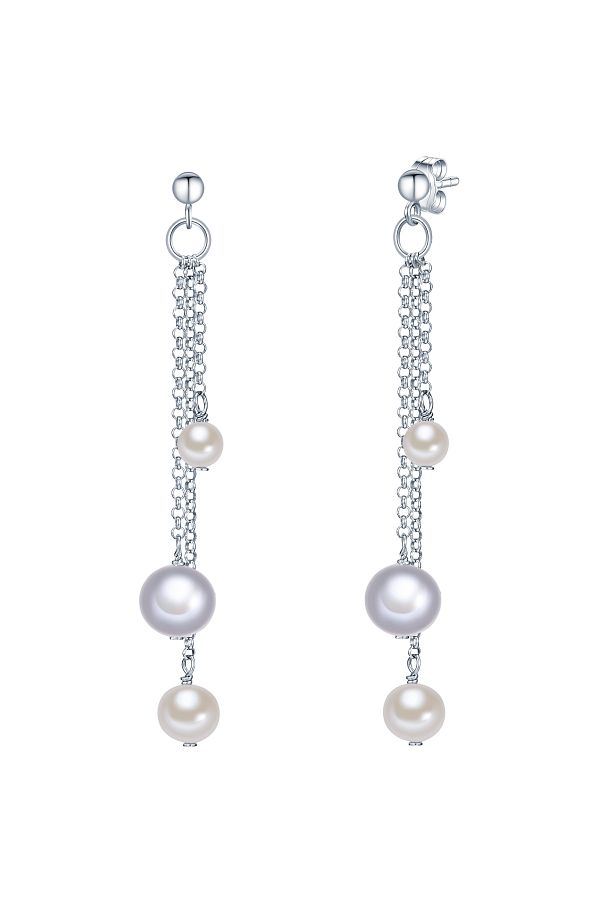 Valero Pearls-Perlenohrhänger Ohrhänger Sterling Silber Süßwasser-Zuchtperle weiß grau 1
