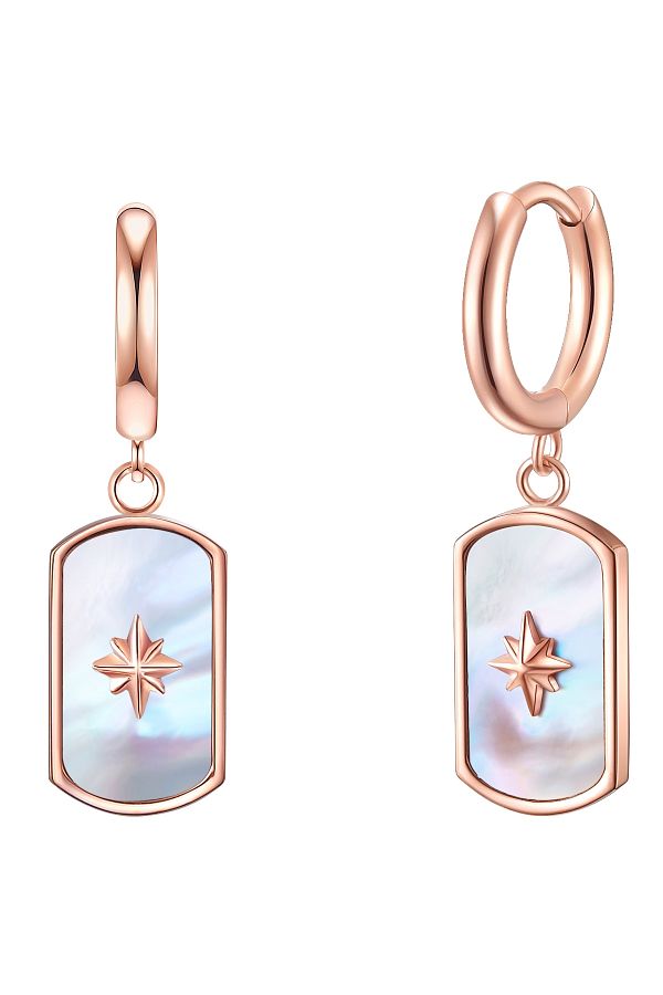 Valero Pearls-Edelstahlohrhänger Ohrhänger Edelstahl roségold Perlmutt 1
