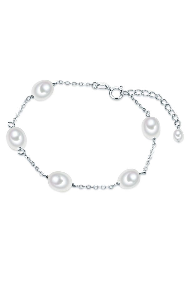 Valero Pearls-Perlenkol bandı Kol Bandı Sterling Silber Süßwasser-Zuchtperlen weiß 1