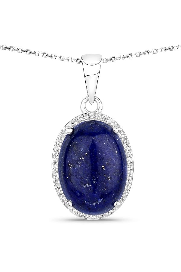Rafaela Donata-Edelsteinkette Kette mit Anhänger Sterling Silber Lapislazuli Topas weiß 1