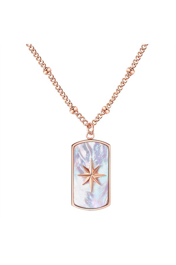 Valero Pearls-Edelstahlhalskette Kette Edelstahl roségold Perlmutt 1