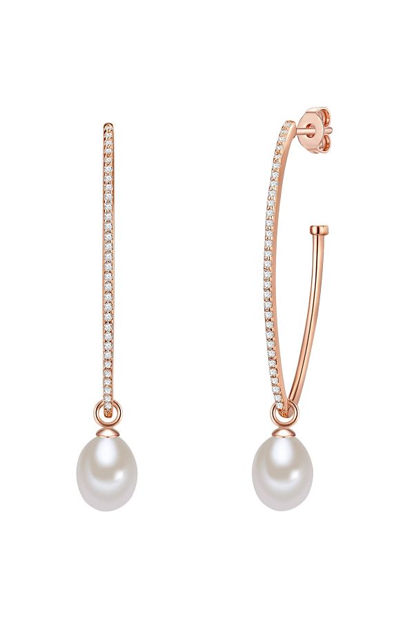 Lulu & Jane-Silberohrhänger Ohrhänger Sterling Silber roségold Süßwasser-Zuchtperle weiß Zirkonia weiß 1