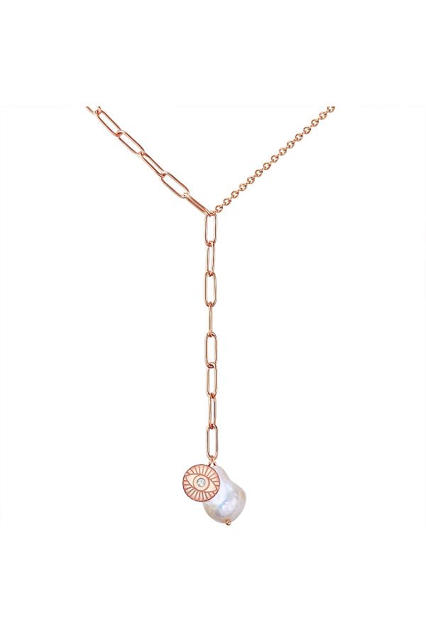 Valero Pearls-Edelstahlhalskette Kette Edelstahl roségold Süßwasser-Zuchtperle weiß Preciosa weiß 1