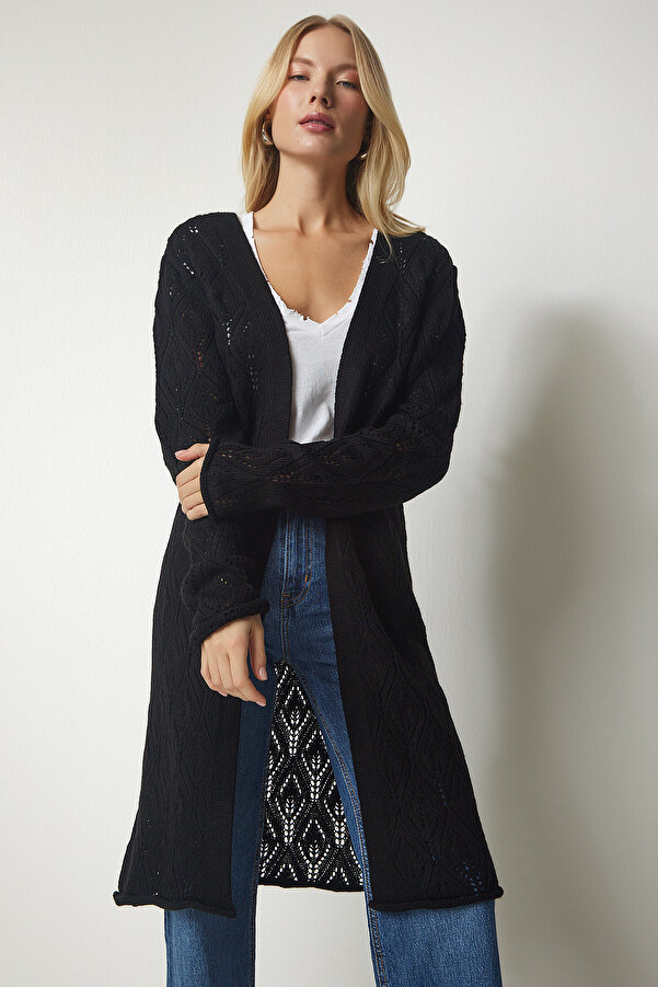 Strickmantel Long Cardigan Grobstrick Knitted Cardigan Strickjacke