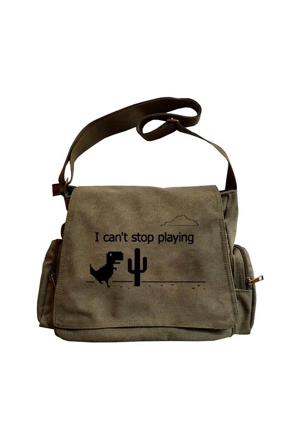 Toum Unisex Green Dinosaur Shoulder Patterned Messenger Bag Trendyol