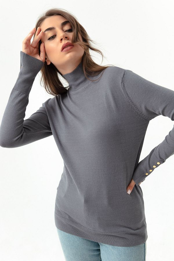 Turtleneck with gold buttons on sale