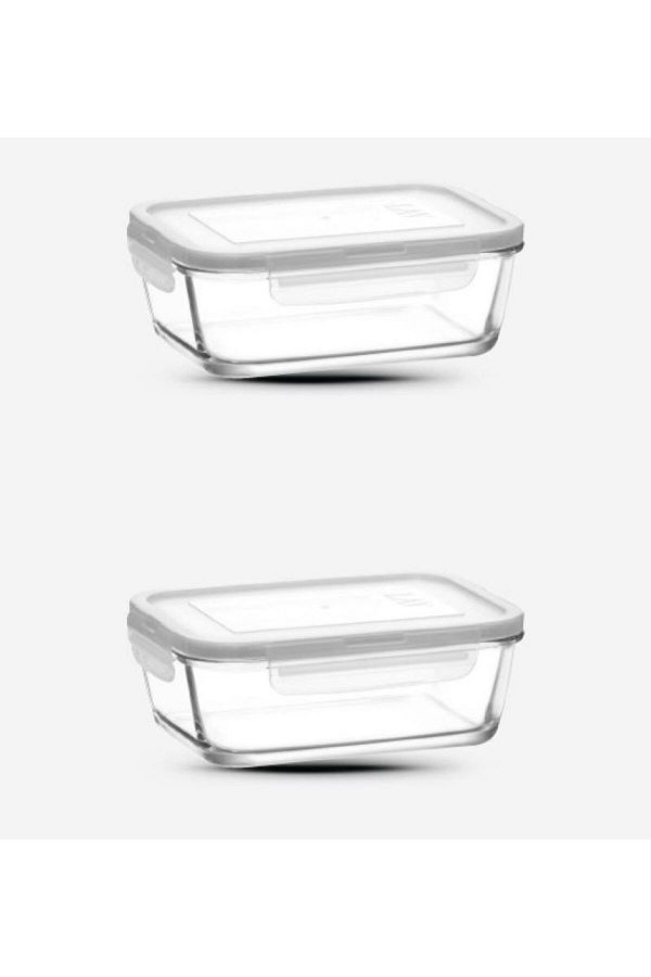 LAV-Glass Locked Storage Container Set of 2 800cc-new Series Rectangular Glass Storage Container 1