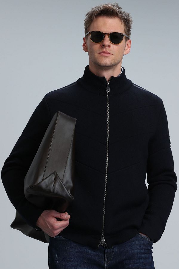 Lufian-Royal Men's Cardigan Navy Blue 1