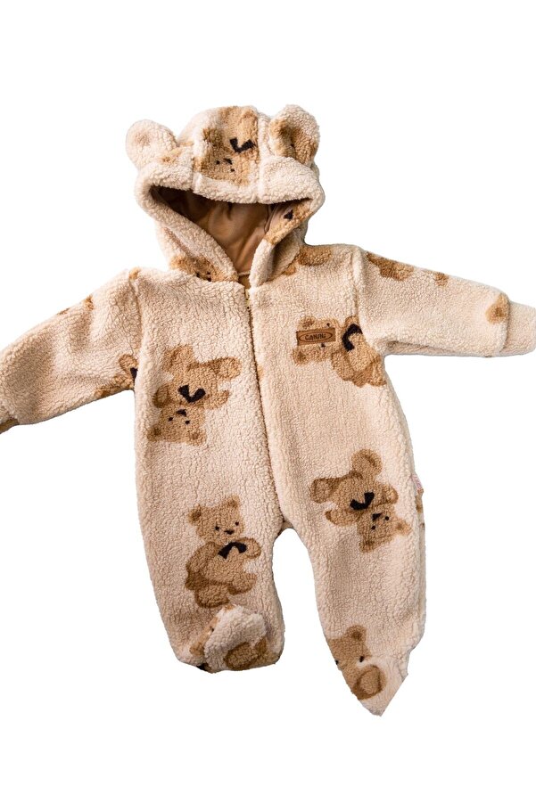 emir kids Yeni Doğan Ayıcık Tedyli Peluş Bebek Tulum Astronot Tulum Havlu Tulum