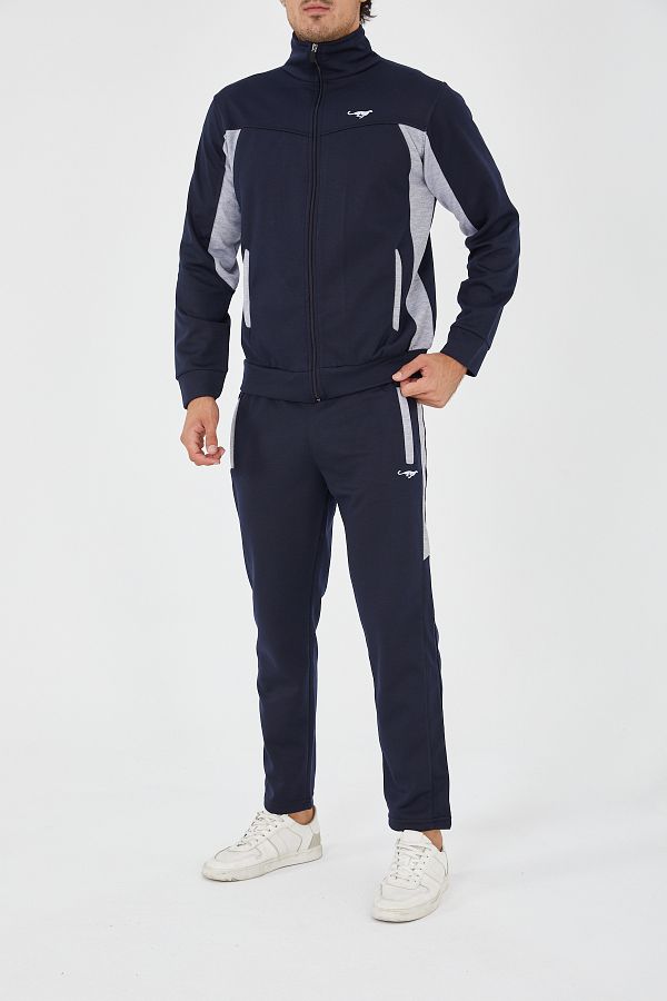 3MODA-Men's High Collar Straight Leg Tracksuit Set 1