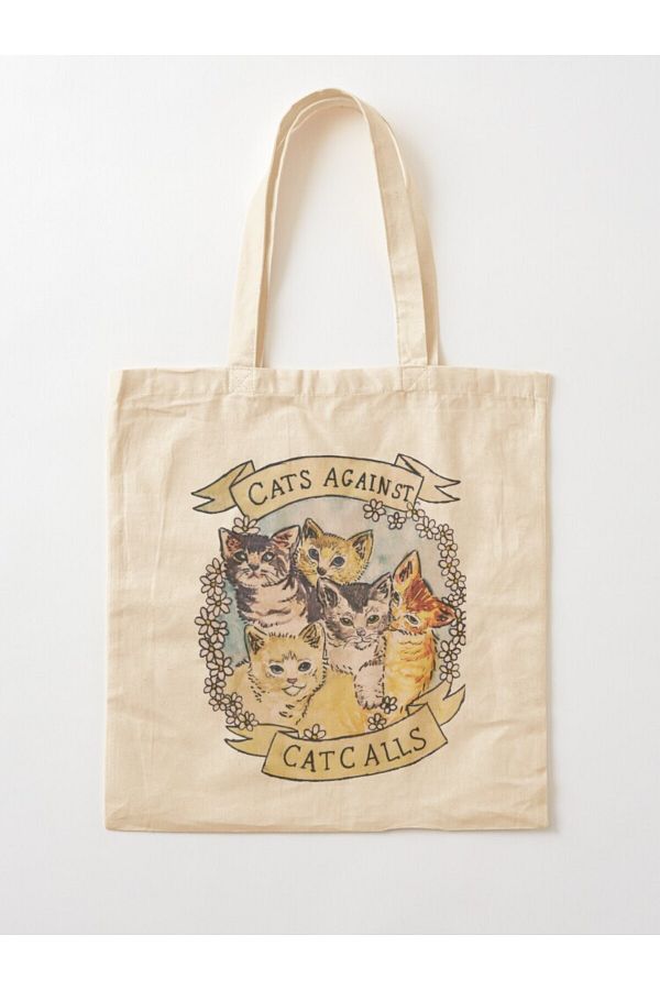 w house-Gusseted Cloth Shoulder Bag 04010 - Cats Against Cat Calls 1