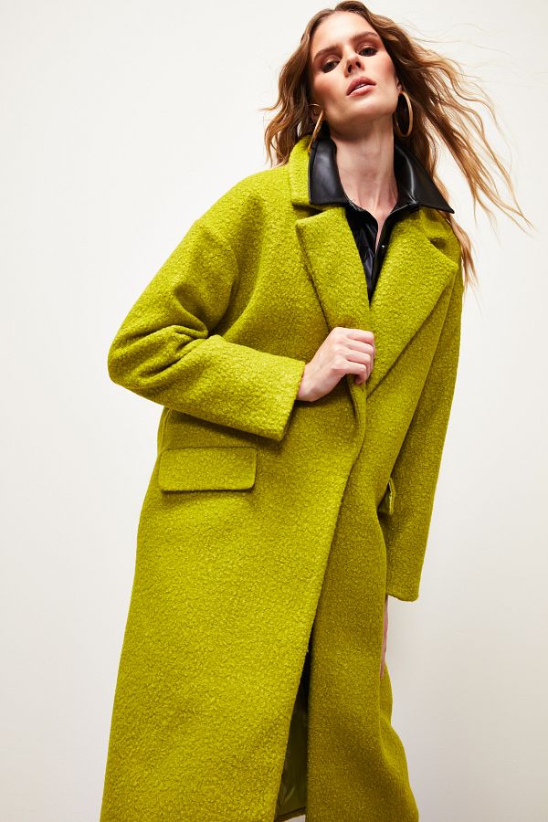 Yellow boucle coat outlet