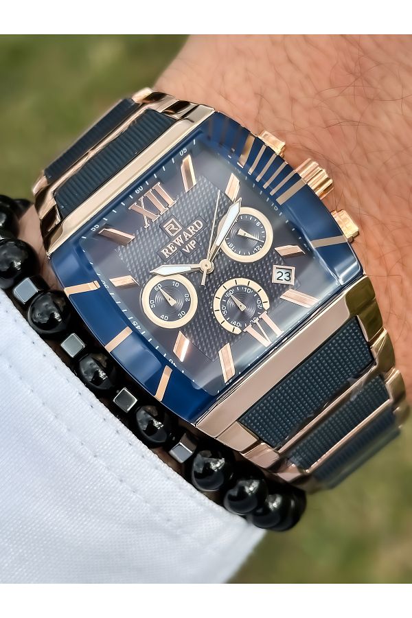 Reward-Functions Active Dark Blue Color Men's Wristwatch + Bracelet with Special Lock System 1
