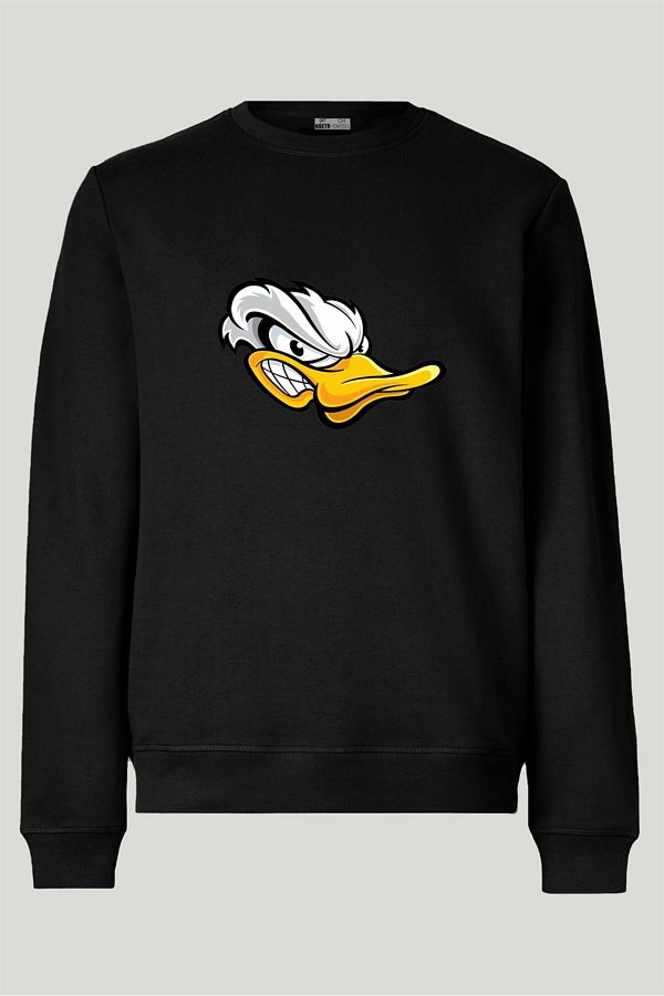 noetr Dk Daksel Special Product Regular Fit Daffy Duck Printed Black Sweatshirt Trendyol