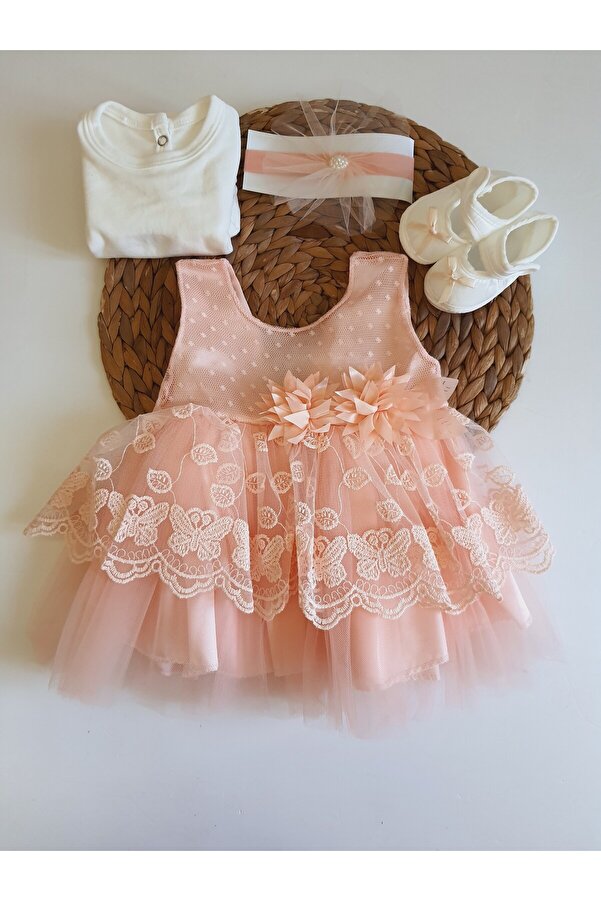 PİLEKİ BABY Kız Bebek Mevlüt Takımı Bebek Prenses Elbise Dantelli Elbise 0 4 Ay Bebek Hediyelik