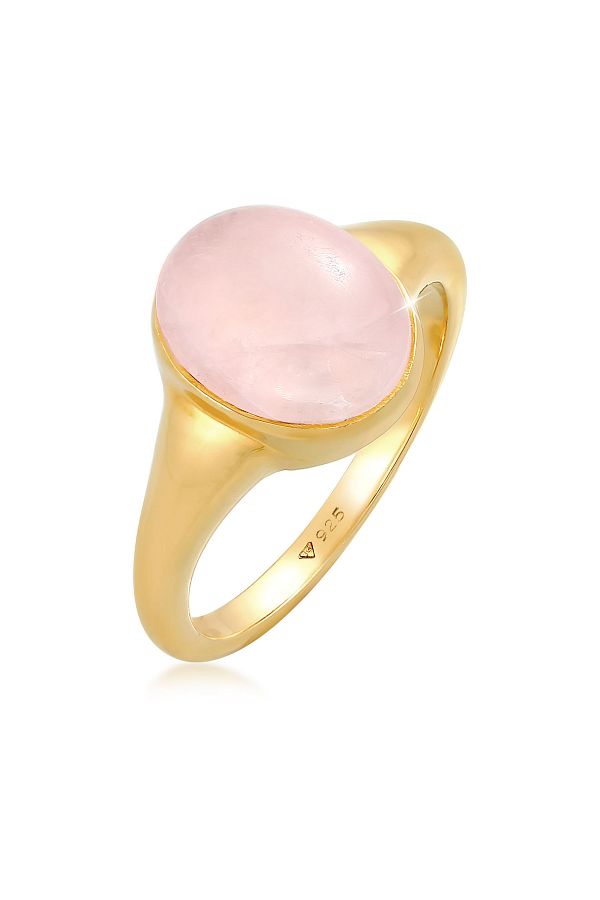 ELLI-Ovaler Ring mit rosa Quarz – dickes 925er Sterlingsilber für Damen 1