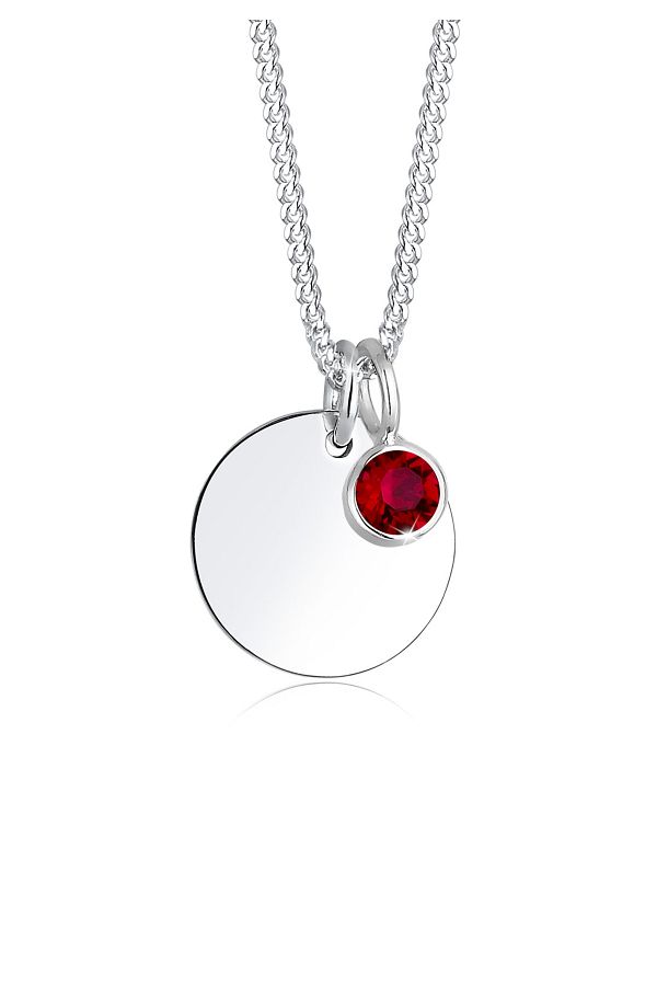 ELLI-Halskette Plättchen Geburtsstein Kristall 925 Silber 1