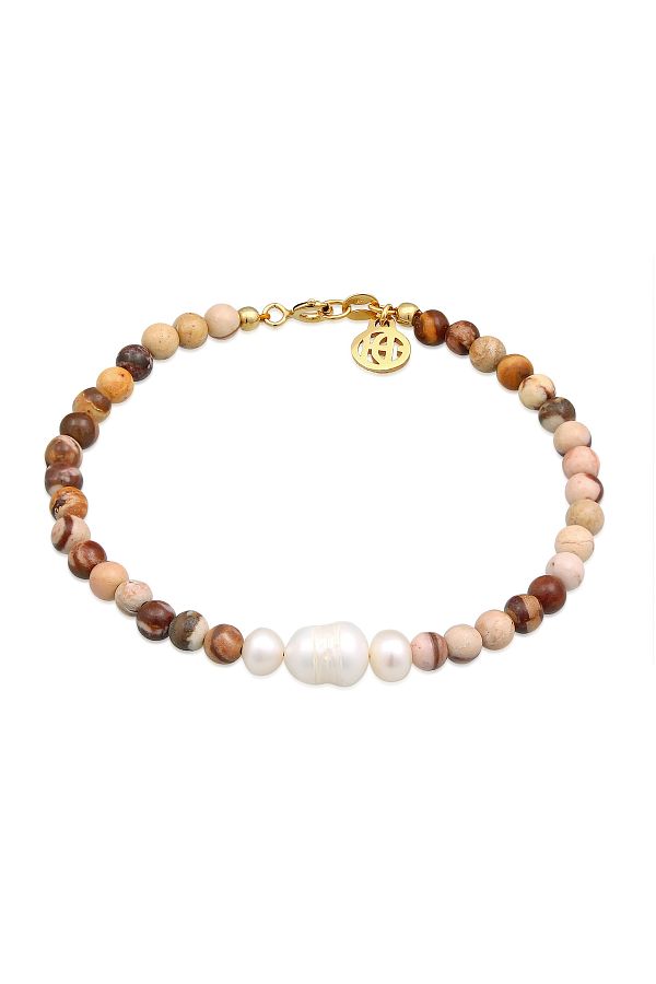 HAZE & GLORY-Armband aus 925er Silber – Zebra-Jaspis und Perlen-Sußwasserperlen 1