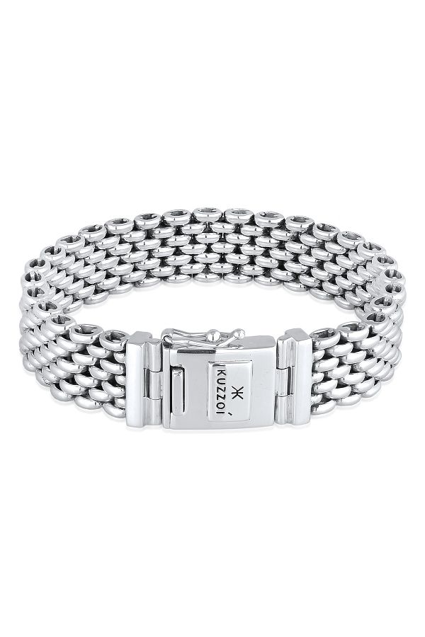 KUZZOI-Armband Herren Robuster Kastenverschluss 925 Sterling Silber 1
