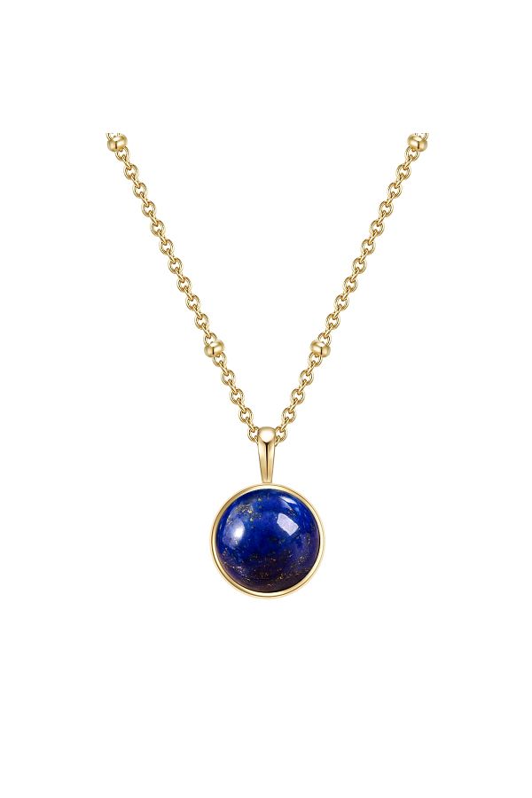 Glanzstücke München-Silberhalskette Kette ve Anhänger Sterling Silber gelbgold Lapislazuli (synth.) 1
