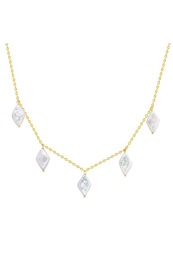Valero Pearls-Perlenhalskette Kette Sterling Silber gelbgold Süßwasser-Zuchtperlen weiß 1