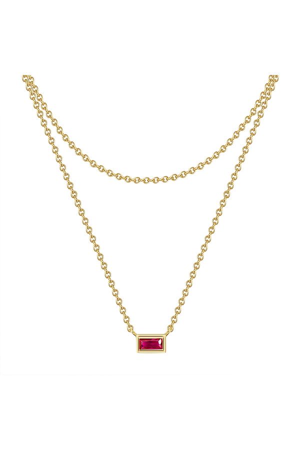 Glanzstücke München-Silberhalskette Kette mit Anhänger Sterling Silber gelbgold Korund 1