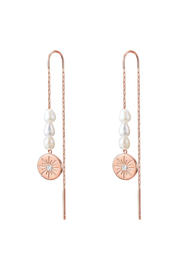 Valero Pearls-Edelstahlohrhänger Ohrhänger Edelstahl roségold Süßwasser-Zuchtperle weiß Preciosa weiß 1