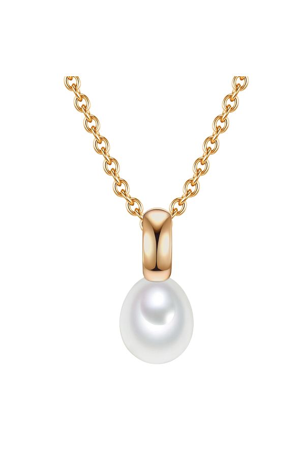 Valero Pearls-Silberhalskette Kette ve Anhänger Sterling Silber gelbgold Süßwasser-Zuchtperle weiß 1