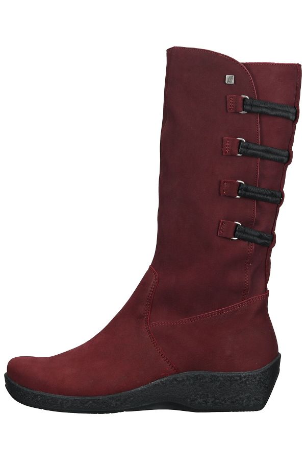 Red flat knee high boots clearance