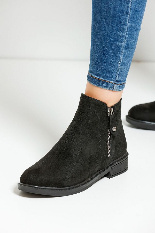 en7-Black Suede Women's Boots A106A 1