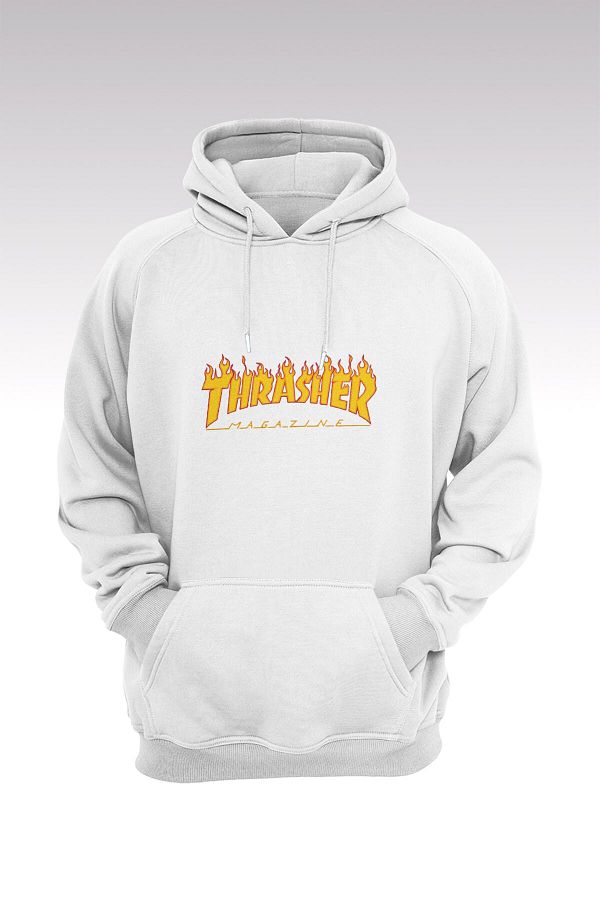 Pisa Art Thrasher 163 White Hooded Sweatshirt Hoodie Trendyol