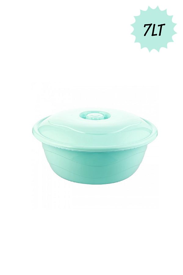 ALİNA HOME-7 LT Colored Dough Holder Basin with Lid, Multi-Purpose Luxury Laundry, Dish Rack Basin 1