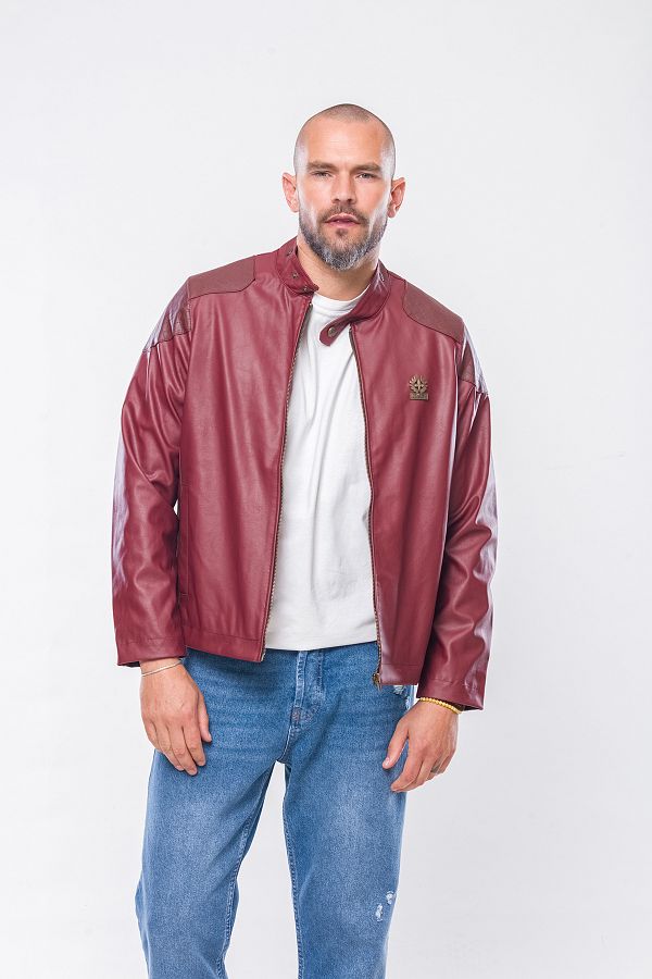 Kevin K239 Men s Claret Red Faux Leather Coat Trendyol