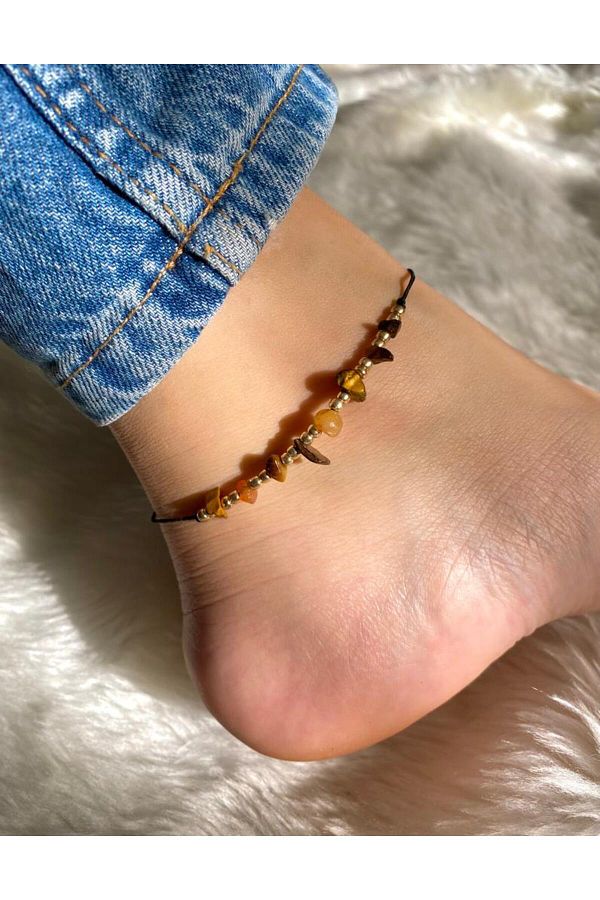 Beykan Tiger Eye Natural Stone Anklet Or Bracelet Trendyol
