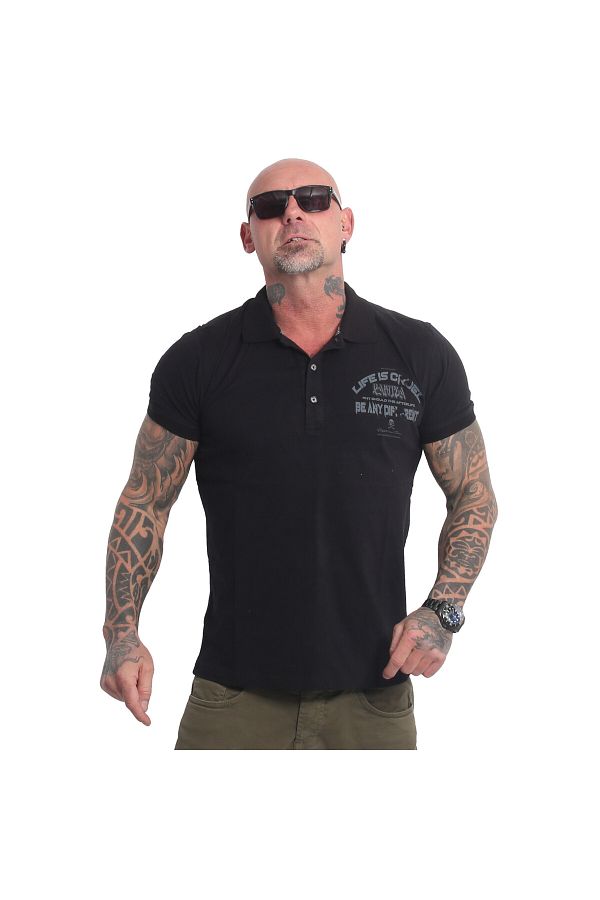 YAKUZA CRUEL Slim Fit POLO SHIRT PRINTED MEN S 100 COTTON BLACK Trendyol