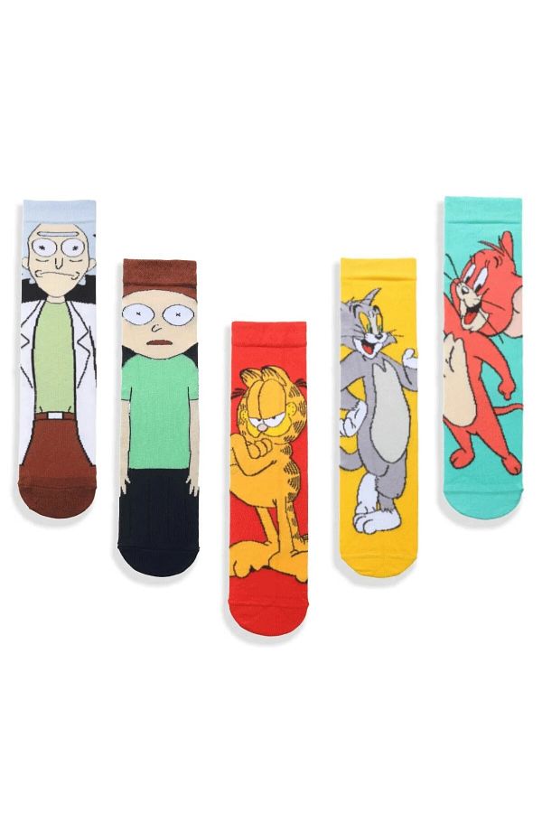 Laula-Colorful Sock Set of 5 - Cartoon Characters 1