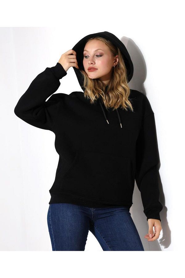 LECTUEL Unisex Colorful Oversize Crew Neck Cotton Sweatshirt Kangaroo Pocket Hoodie with Three Thread Raster Trendyol