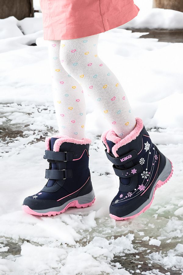 Kiko Kids Snowflake Velcro Girls Snow Boots Resistant to Cold Water Trendyol