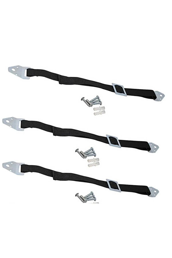 mc.pierobaby Eşya Sabitleme Deprem Güvenliği Kayışı Metal Başlıklı Bebek Eşya Devrilme Önleyici 3 Adet