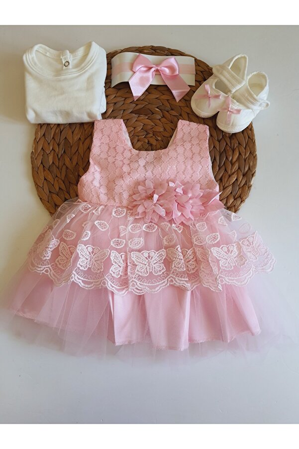 PİLEKİ BABY Kız Bebek Mevlüt Takımı Bebek Prenses Elbise Dantelli Elbise 0 4 Ay Bebek Hediyelik