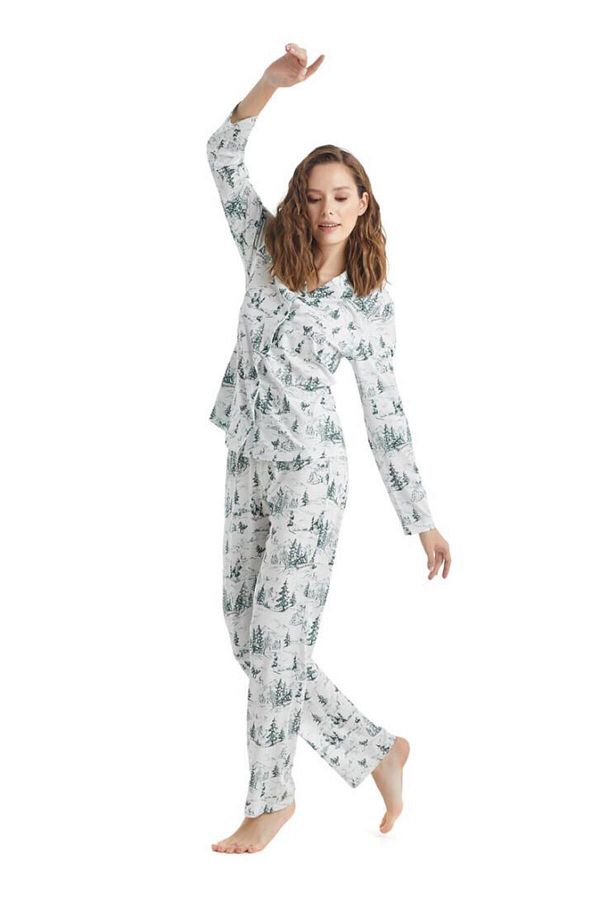 Blackspade-Costum de pijama cu model cu guler de cămașă cu mânecă lungă pentru femei C5T1N2O35 1