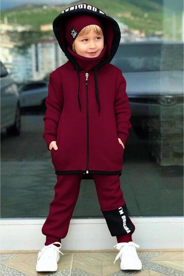 Riccotarz Boy s Beret Original Cool Claret Red Tracksuit Set Trendyol