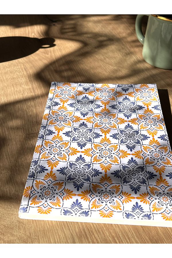 Fark Tanıtım-American Binding, A5 Checkered Notebook, 64 Sheets, 90gr. Ivory Paper (MEDITERRANEAN PATTERN COVER DESIGN) 1