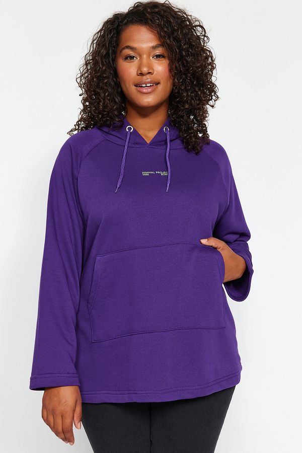 Trendyol Curve Plus Size Sweatshirt Purple Oversize Trendyol