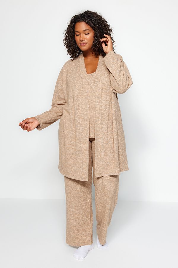 Trendyol Curve-Μπεζ Oversize Soft Plus Size Σετ 3 τεμαχίων - TBBAW24CP00022 1