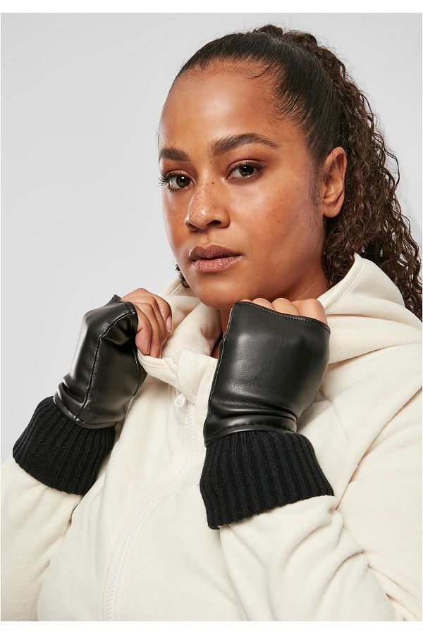 Urban Classics-Unisex Half Finger Synthetic Leather Gloves 1